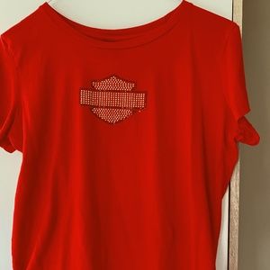 Harley-Davidson Gold Rhinestone Emblem Tee